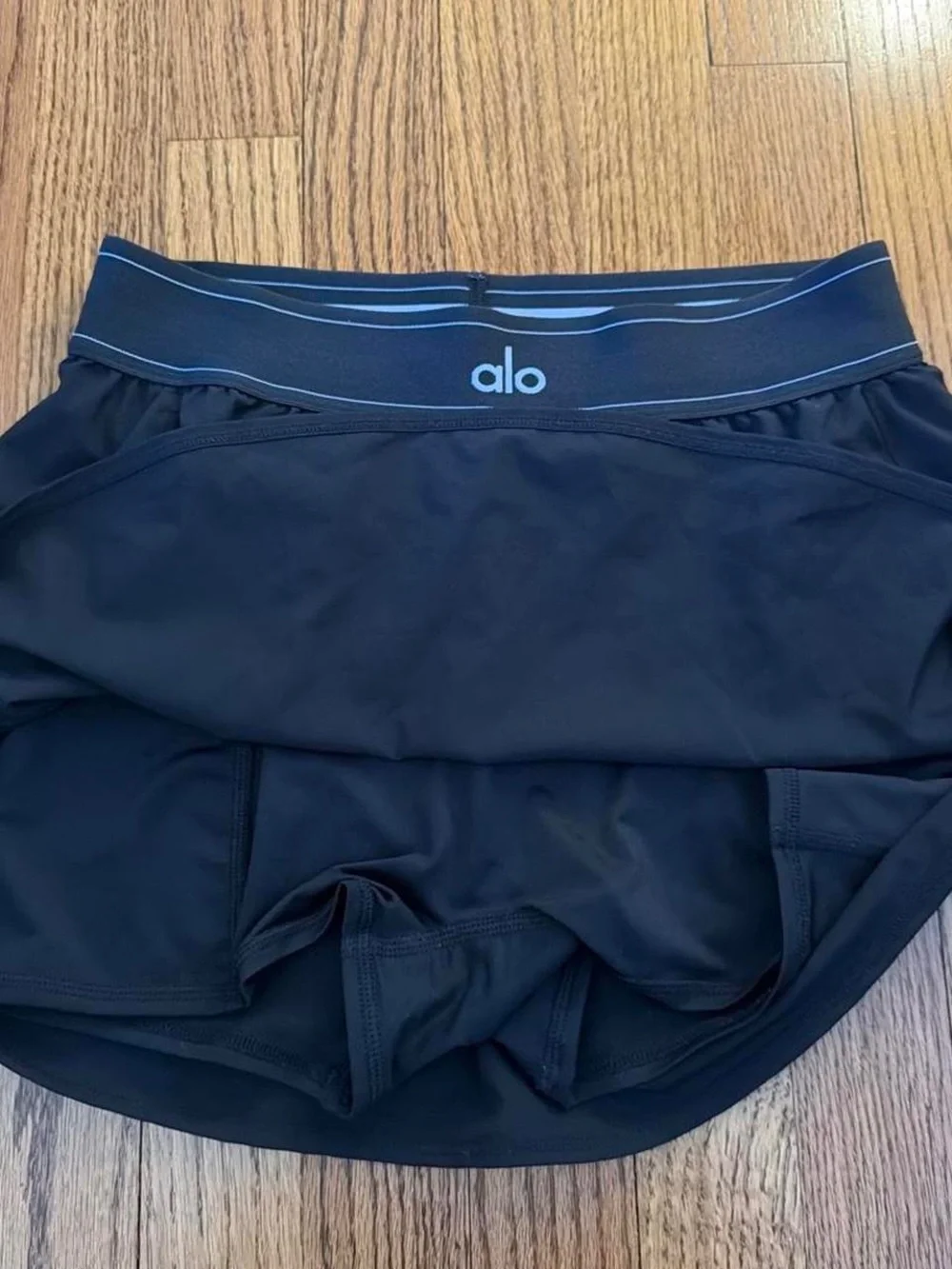 ALO Yoga Black Circle Skirt with Branded Waistband